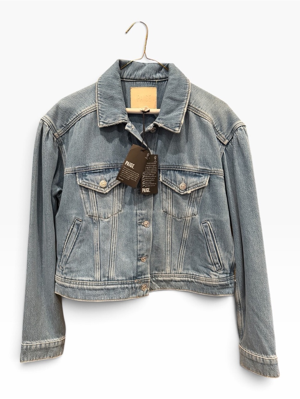 NWT Paige Denim Puff Sleeve Blythe Jacket